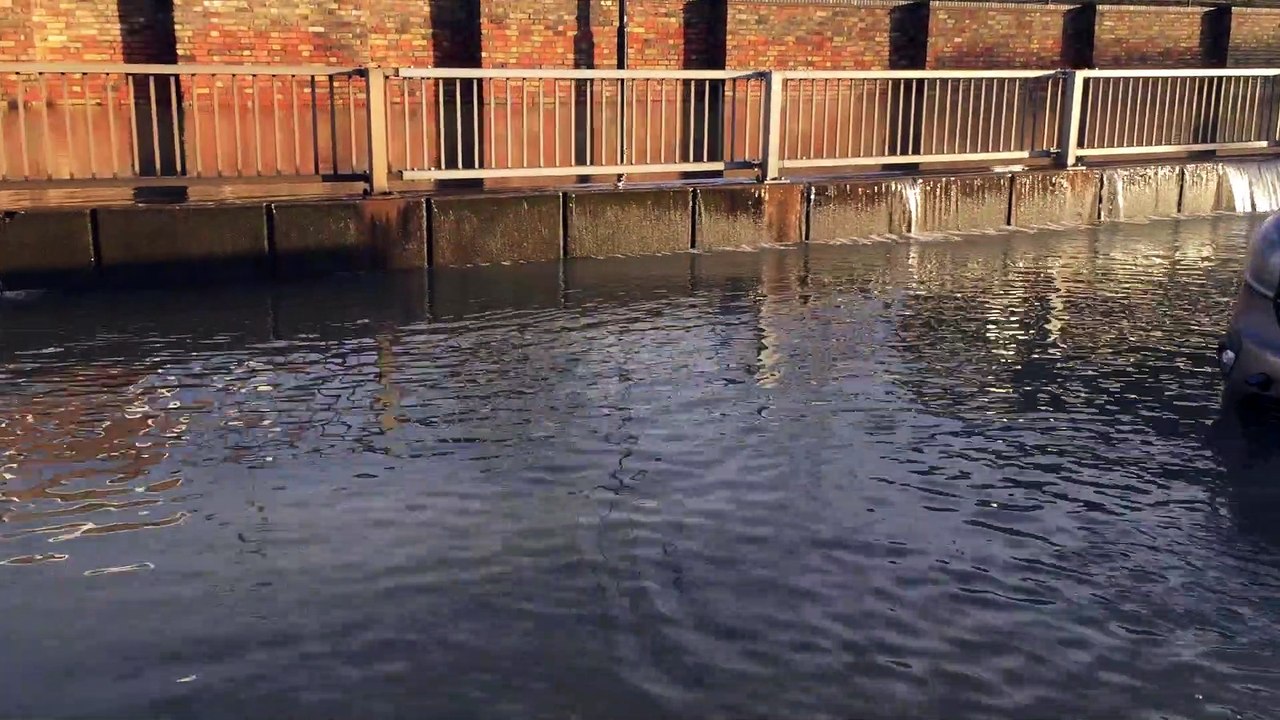 A van stuck in the floods