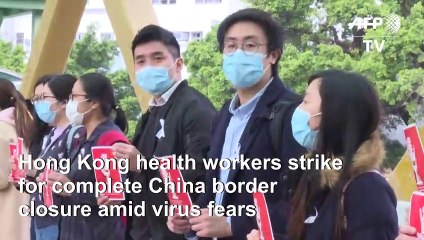 Hong Kong health workers strike for China border closure over virus fears