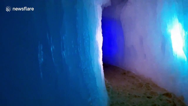Woman films herself walking through stunning 'ice castles' in Utah