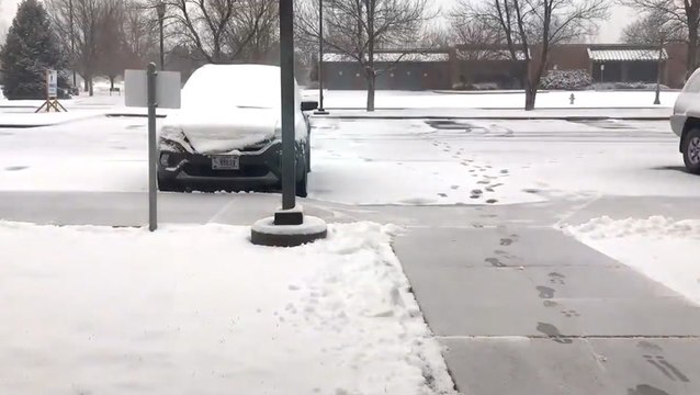Time-lapse video of snow accumulating over this parking lot