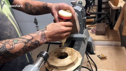 Canadian man makes beautiful segmented bowl out of wood