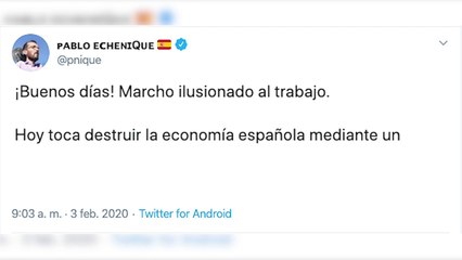 Echenique se pasa de gracioso antes de conocer los datos del paro: "Hoy toca destruir la economía"