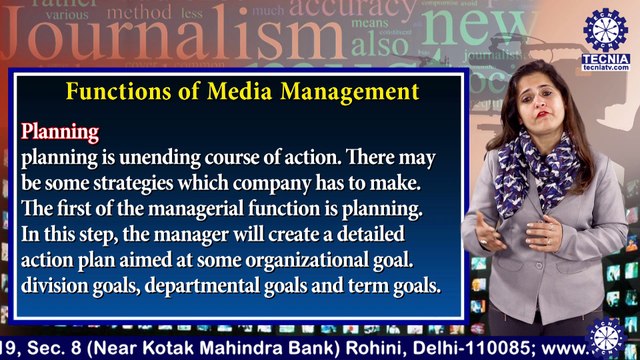 BAJMC || Ms. Nivedita Sharma || Functions of Media Management || TIAS || TECNIA TV