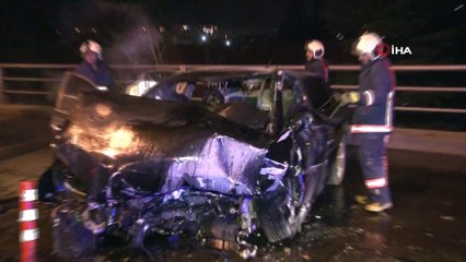 Ankara’da hurdaya dönen otomobilden yaralı kurtuldu