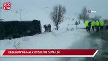 Erzurum'da halk otobüsü devrildi: Ölü ve yaralılar var