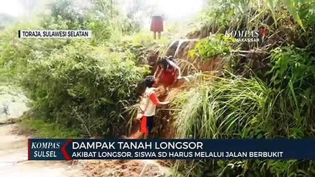 Siswa SDN 335 inpres kandua lembang burasia kec.bittuang tana toraja Demi Sekolah,Siswa Lewatlongsor