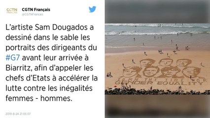 G7 à Biarritz : Des messages éphémères sur le sable interpellent les passants