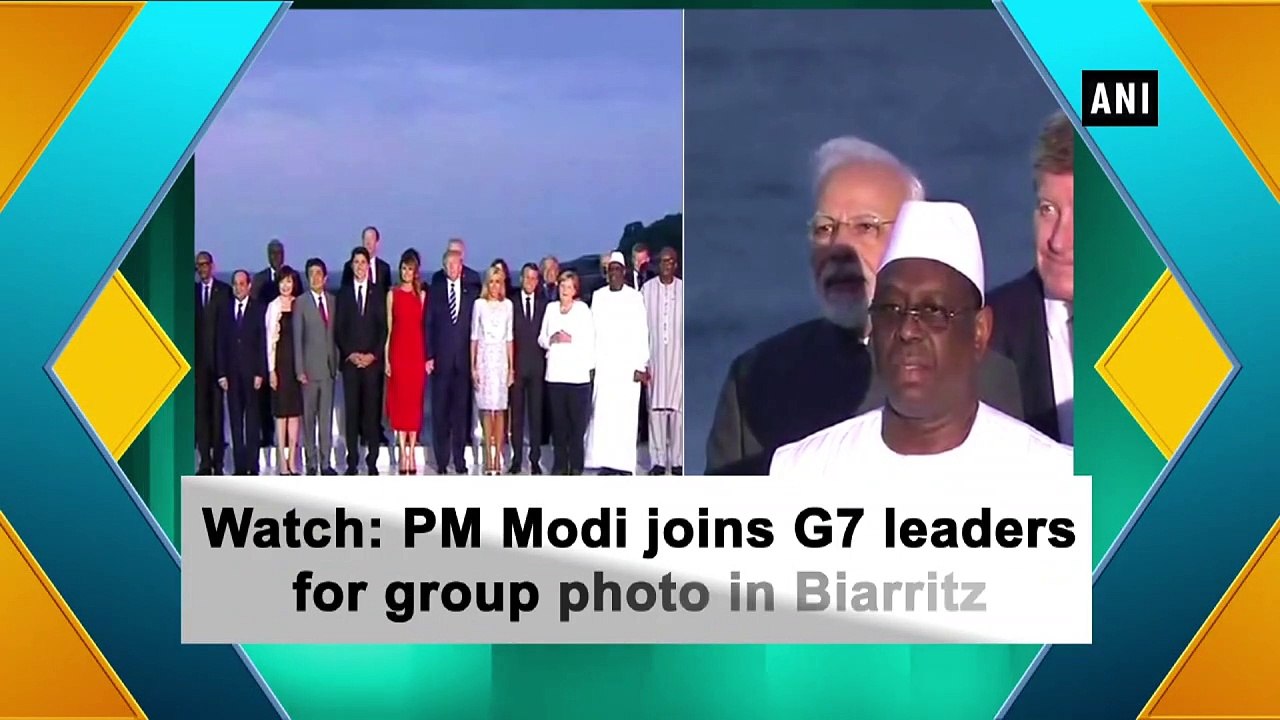Watch Video : PM Modi joins G7 leaders for group photo in Biarritz