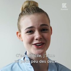 "Hamburger ou Burrito ? Nike ou Gucci ? Rihanna ou Beyonce ?"  Le Fast & Curious de Elle Fanning