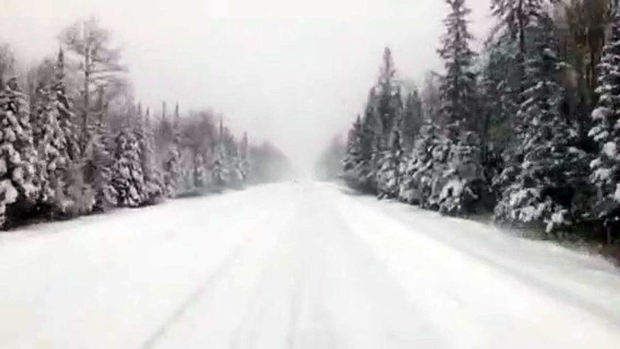 Road covered with snow in Poland