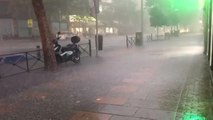 Espectacular tromba de agua en el centro de Madrid