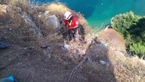 Uçurumun kenarındaki çöpleri AKUT ekibi temizledi - MUĞLA