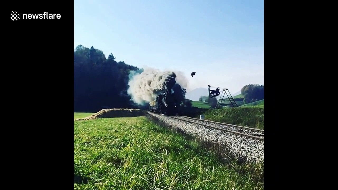 Crazy train! Incredible moment man does loco flip over moving locomotive
