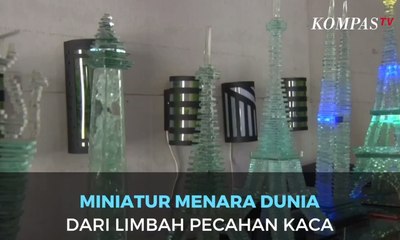 Miniatur Menara Dunia dari Limbah Pecahan Kaca