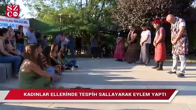 Tunceli'de kadına şiddete tepki için erkek etek giydi, kadınlar tespih salladı