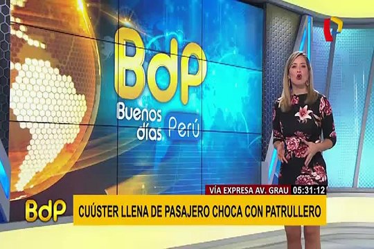 Vía Expresa Grau: cúster llena de pasajeros choca contra patrullero