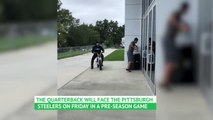 VIRAL: American Football: Cam Newton rides bike to Panthers practice