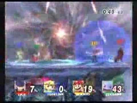 Super Smash Bros. Brawl - Ike VS Toon Link VS Mario VS Pokem