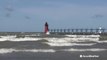 Strong winds and waves on Lake Michigan