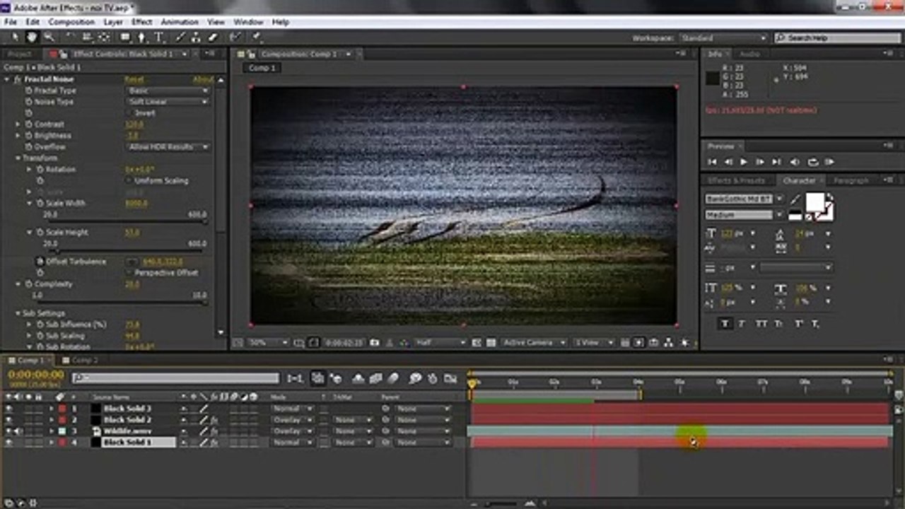 Bài 21: Tạo màn hình nhiễu tivi bằng After Effects