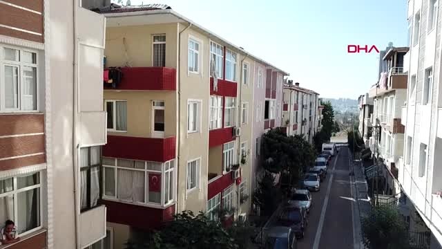 Avcılar'da çökme riski bulunan binanın havadan görüntüsü