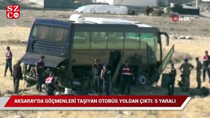 Download Video: Aksaray’da göçmenleri taşıyan otobüs yoldan çıktı