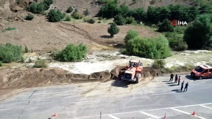 HES santralindeki su kanalının patladığı bölge havadan görüntülendi