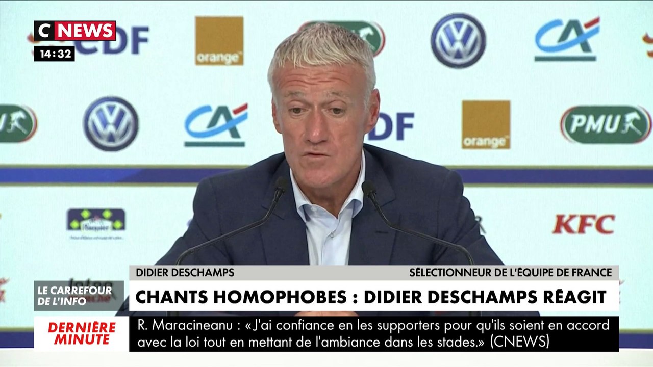 Homophobie dans les stades : pour Didier Deschamps, il faut être «intransigeant»