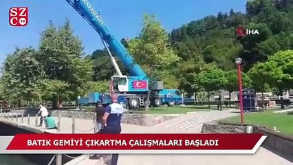 Batık gemiyi çıkartma çalışmaları başladı