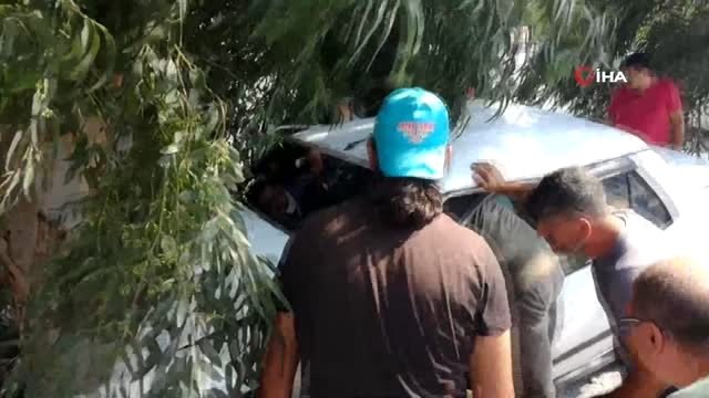 Söke'de ağaca çarpan otomobilin sürücüsü ağır yaralandı