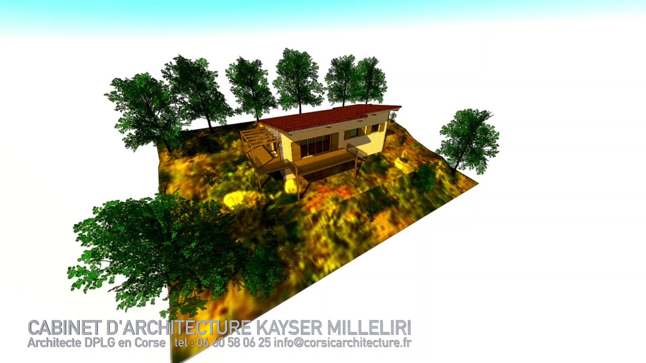 Petite maisonnette simple et peu coûteuse en Corse sur terrain en pente