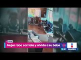 Mujer roba carriola y olvida a su bebé dentro de la tienda | Noticias con Yuriria Sierra