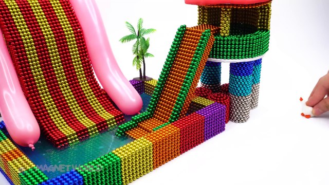 DIY - How To Build Inflatable Water Slide Pool From Magnetic Balls (Satisfying) Magnet World 4K