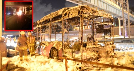 Seyir halindeki halk otobüsünün küle döndüğü anlar kamerada