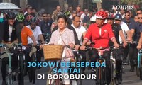 Momen Jokowi Bersepeda Santai Bersama Iriana di Borobudur