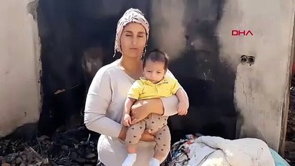 Evleri yanan 6 çocuklu aile sokakta kaldı