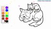 Coloration Famille de chat | Peindre pour les jeunes enfants et dessiner pour les enfants