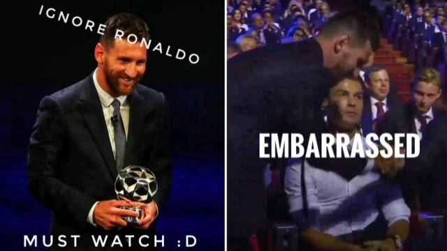 lionel Messi (insults) Cristiano Ronaldo at UEFA Awards | Must Watch :D
