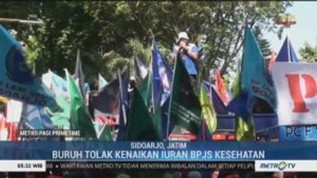 Ratusan Buruh Sidoarjo Demo Tolak Kenaikan Iuran BPJS