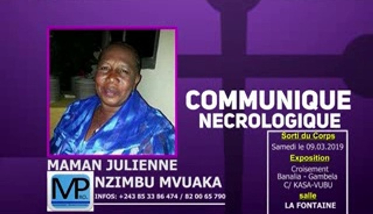 COMMUNIQUE NECROLOGIQUE DE MAMAN JULIENNE NZIMBU