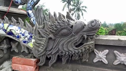 Master Of Cement Use - Making Dragon Head Model With Sand And Cement