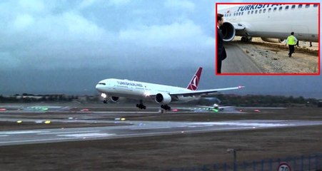 THY uçağı taksi yolundan çıktı, 147 yolcu sorunsuz bir şekilde tahliye edildi