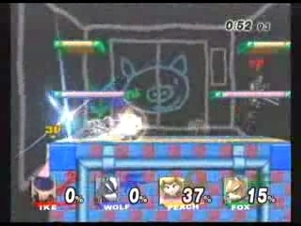 Super Smash Bros. Brawl - Ike VS Wolf VS Peach VS Fox