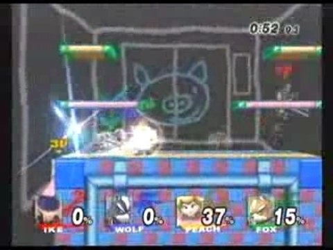 Super Smash Bros. Brawl - Ike VS Wolf VS Peach VS Fox