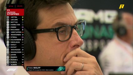 صدمة وحزن طاقم فريق مرسيدس بعد الحادث الكبير الذي تعرض له في التجارب الحرة الثالثة