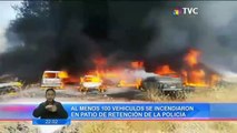 Cien vehículos se incendiaron en patio de retención vehicular en Calderón