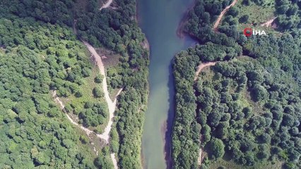 Manzarası ile kendine hayran bırakan Göktürk Gölet’i havadan görüntülendi