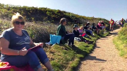 Mass painting world record attempt at Land's End in the UK