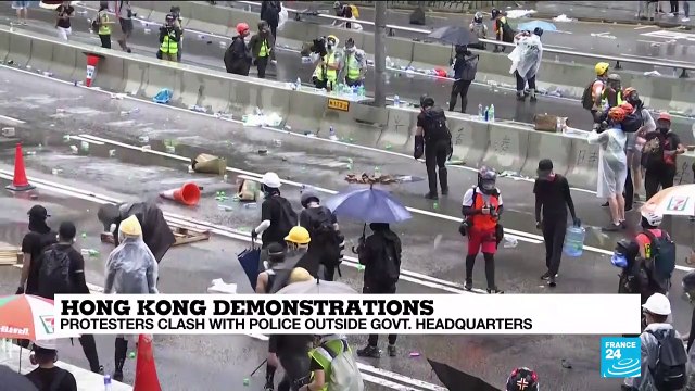 Hong Kong Demonstrations: Protesters Clash With Police Outside Government Headquarters
