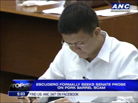Escudero seeks Senate probe on pork barrel scam